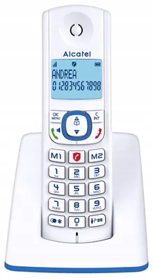 Productafbeelding van Alcatel F530, DECT-telefoon, Draadloze headset, Luidsprekerfunctie, 50 nummers, Identificatie van de beller, Blauw, Wit