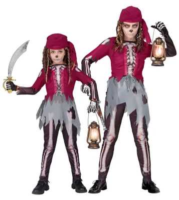 Produktbild von Piratenskelett Kostüm für Kinder Classic Kindergröße: 128