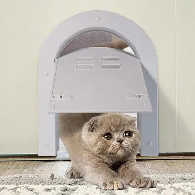 Productafbeelding van Famanu kattenluik met dubbele vergrendeling, geschikt voor katten tot 20 kg - Wit