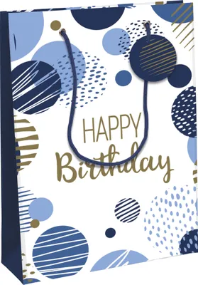 Produktbild von Clairefontaine 6x Happy Birthday, Geschenktasche L 26 ,5x14x33cm Blau 32487-2C