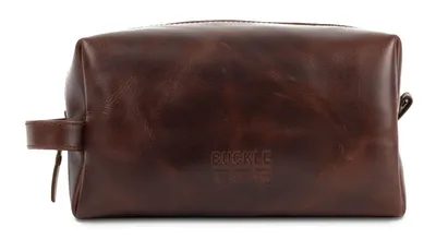 Produktbild von BUCKLE & SEAM Leder Kulturbeutel Everest Blu Washbag Brown dunkelbraun