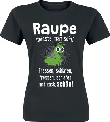 Produktbild von Tierisch T-Shirt Damen Raupe müsste man sein! schwarz 3XL
