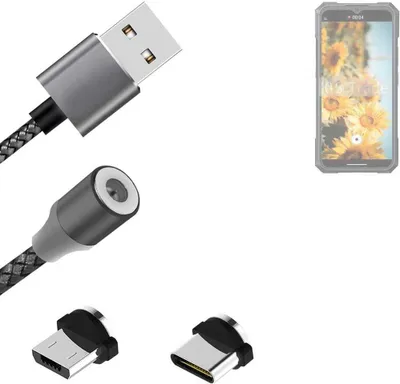 Produktbild von K-S-Trade Hochwertiges Magnet-Lade-kabel Sync-Kabel Daten-Kabel kompatibel mit Cubot KingKong X mit USB-Typ-C-Anschluss und Micro-USB-Anschluss 2A bis