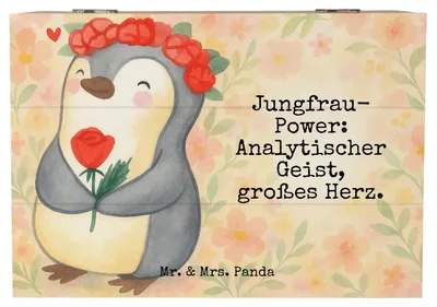 Produktbild von Mr. & Mrs. Panda Truhe Jungfrau Astrologie Design 22 x 15 cm - Weiß - Geschenk, fotokiste, schatztruhe, Schatulle, Sternzeichen, Geburtstagsgeschenk, Geschenkbox, Box