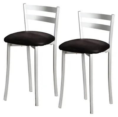 Image de ASTIMESA : Deux tabourets de cuisine avec dossier, en métal, de couleur noire, hauteur d'assise : 4