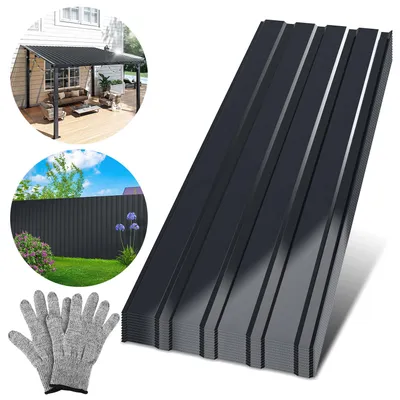 Zdjęcie produktu dla Płyty dachowe Vigevee, stalowe, 36 sztuk, 115 x 45 cm, grubość 0,25 mm, kolor antracytowy, przeznaczone do szop i wiat