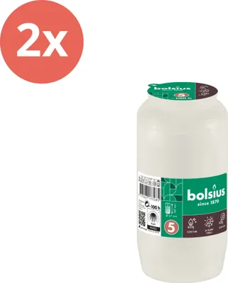 Produktbild von Bolsius - Gedenklicht - Ohne Deckel - Weiß - 100 Brennstunden - Vorteilspack - 2 Stücke