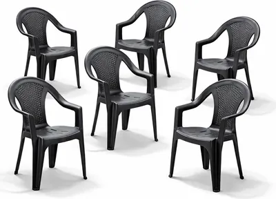 6 Stück Stapelstuhl Rattan-Optik Anthrazit