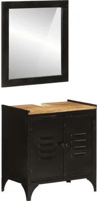 Produktbild von 2-tlg. Badmöbel-Set Eisen und Massivholz Mango - Badezimmer 3217109