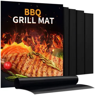 Produktbild von Grillmatten – Antihaft-Grillmatten – Wiederverwendbare Grillmatten – Geeignet für Gas- und Holzkohlegrills – Verbesserte, PFOA-freie Papierbeschichtung – 5er-Set – 40 x 33 cm