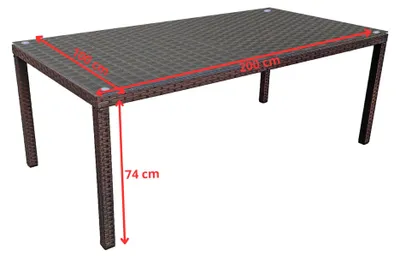 Produktbild von Robuster Gartentisch SOTTILE - Esstisch 200 x 100 cm für Garten und Terrasse