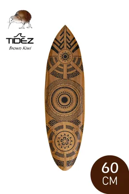 Produktbild von Tidez Surfbrett Dekoration - Surfbrett aus Holz - Surfbrett Dekoration - Brown Kiwi 60cm