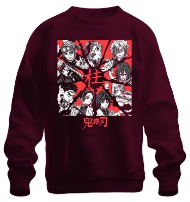 Produktbild von Demon Slayer Kimetsu no Yaiba Hashira Anime Geschenk Vintage Sweatshirt Pullover, Burgundy, S