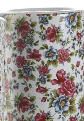 Immagine prodotto di Ombrello rotondo in porcellana, decorato con rose colorate, dimensioni 19 x 19 x 45 cm