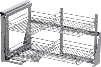 Produktbild von Vauth-Sagel VS Cor Fold Eckschrank Auszug links Classic - Set für Küchenunterschränke mit KB 900mm - Korbablage aus Stahldraht, Stahl pulverbeschichtet silberfärbig