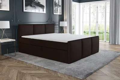 Produktbild von Boxspringbett BRAND 180x200 mit 2 Bettkästen, Bonell-Matratze und Topper. Möbel vom Hersteller- Handarbeit!Bett Komplett-Set mit Matratze,Bettkasten & Kopfteil. Stoff SAVANA. Elegantes Bett mit massives Kopfteil.