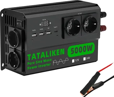 Produktbild von Reiner Sinuswechselrichter, 4 EU-Steckdosen, leiser Betrieb, 5000WEU-schwarz, Europa, 12V, 220V