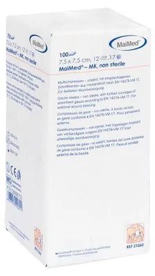 Produktbild von 10x MaiMed-MK-unsteril 7,5x7,5 12-f., 100 St./Papiertü | Packung (100 Stück)