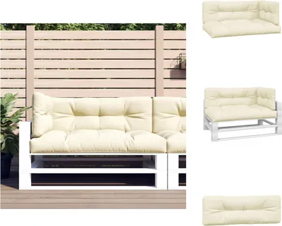 Immagine prodotto di vidaXL Cuscino Pallet 3 pezzi in tessuto crema - Cuscino per seduta