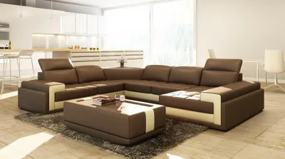 Produktbild von Ledersofa Couch Wohnlandschaft Ecksofa Eck Garnitur Design Modern Sofa 5104
