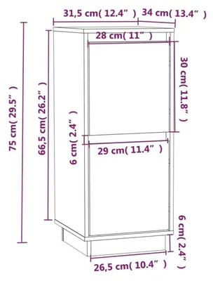 Obrázok produktu pre Komoda, 2 kusy, sivá, 31,5 x 34 x 75 cm, masívne drevo (smrek)