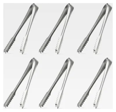 Produktbild von 6 Stück Küchenzange aus Edelstahl, 15,5 cm, Zubehör für Candy Bars, rutschfest, Servierzange für Süßigkeiten, geeignet für Hochzeiten, Partys, Grillen und Picknicks