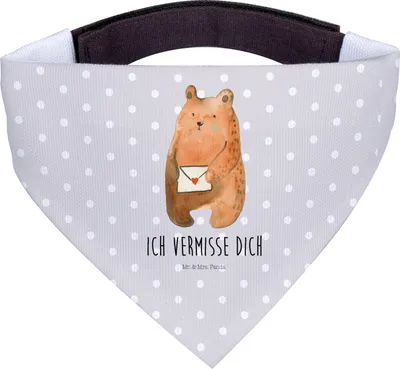 Produktbild von Mr. & Mrs. Panda Hunde Halstuch Bär Liebesbrief - Grau Pastell - Geschenk, Hund, Sehnsucht, Vermissen, Hunde-Halstuch, Freundin, Freund, Tuch, Hundetuch, Teddy