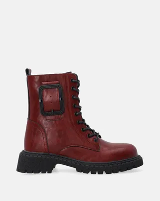 Produktbild von Burgunderfarbene Lederstiefel mit Schnalle, Größe 38