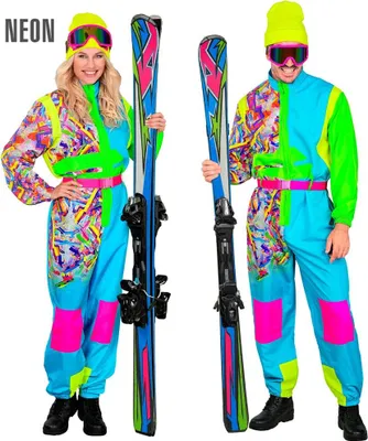 Produktbild von 80er Jahre Skifahrer / Snowboarder Uni Kostüm hellblau-grün