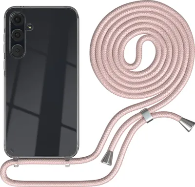 Produktbild von EAZY CASE Handykette kompatibel mit Samsung Galaxy A35, Handyhülle mit Umhängeband, Handykordel, Schutzhülle Clear, Band in Rosa