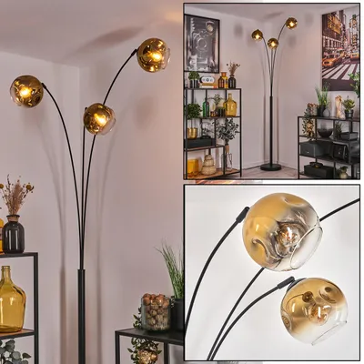 Produktbild von Villamare Stehlampe aus Metall/Glas in Schwarz/Goldfarben/Klar
