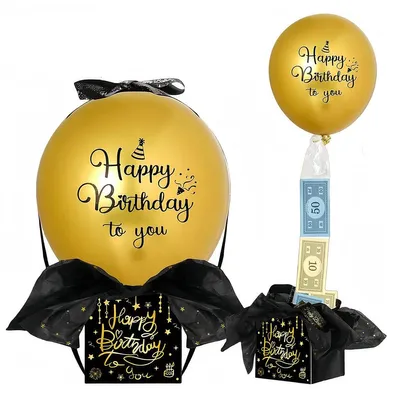 Geburtstags-Geschenkbox mit Geldballon-Überraschung