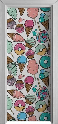Produktbild von Tür Selbstklebende 80x210 cm Türfolie Türtapete Klebefolie - süße Eis und Krapfen