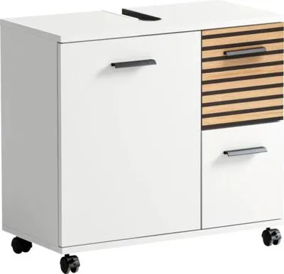 Obrázek produktu pro Skříňka pod umyvadlo Möbelpartner Katta dřevodekor bílá 65,1 x 60 x 32 cm