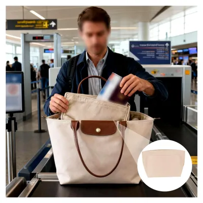 Produktbild von Filz-Innentasche, Organizer mit mehreren Fächern, Handtaschen-Organizer 26x13x17cm (Beige)