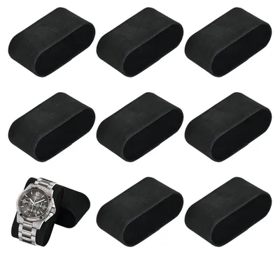 Produktbild von 8-teiliges Set Uhrenkissen aus samtweichem Schaumstoff, geeignet für Uhren, Armbänder und Schmuck; Mini-Uhrenhalter (8 x 4,5 x 3 cm) zur Schmuckpräsentation; schwarz