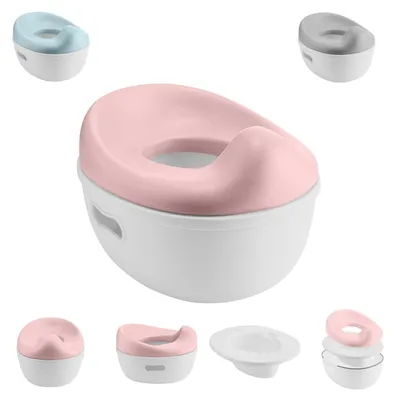 Image de Kikkaboo Pot 3 en 1 Trio, siège de toilette, tabouret marchepied, base antidérapante rose