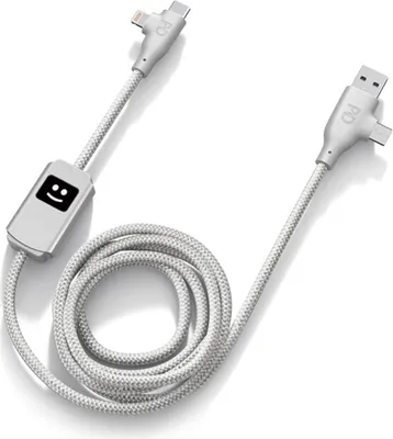 Immagine prodotto di XOOPAR, cavo di ricarica e dati 4 in 1 USB A+C / USB C+Lightning, grigio chiaro