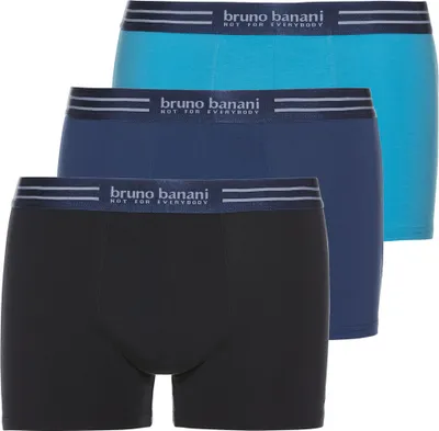 Produktbild von Bruno Banani Herren Boxershorts 3er Pack - Essential Baumwolle, Baumwolle, einfarbig Schwarz/Dunkelblau/Hellblau M (Medium)