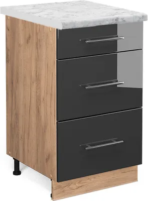 Produktbild von Küchenunterschrank Vicco Fame-Line Anthrazit Hochglanz 50 cm , AP Marmor, Model 45937