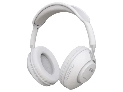 A white pair of headphones is shown against a white background.