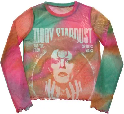 Image de David Bowie - "Ziggy v2", T-shirt court pour femmes, manches longues, référence RO10794 (Taille S), couleur orange