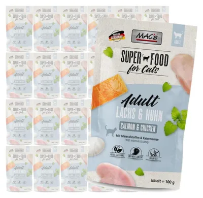 Produktbild von MAC's Nassfutter für Katzen, Lachs und Huhn, 24 x 100 g