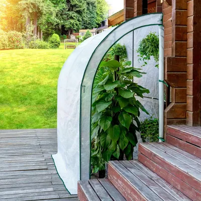 Produktbild von WOLTU Gewächshaus, PE-Plane mit Rolltüren für Pflanzen/Gemüse 200x210x100cm Weiß