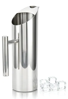 Edelstahl-Wasserkaraffe 1,5 L mit Eisbehälter, rund