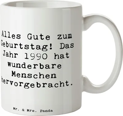 Produktbild von Mr. & Mrs. Panda Kaffeetasse Spruch 1990 Geburtstag - Weiß - Geschenk, Geburtsjahr, Happy Birthday, Tasse, Geburtstagsfeier, Teetasse, Bürotasse, feiern, Alter, Becher