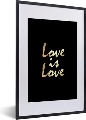 Produktbild von MuchoWow® Gerahmtes Poster Zitat - Liebe - Gold 40x60 cm - Poster mit Schwarzem Bilderrahmen Wandposter Rahmen Foto Bilder - Poster in Rahmen