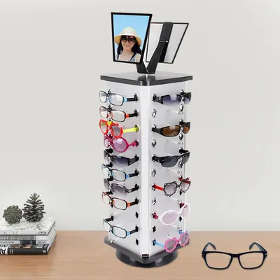 Immagine prodotto di Espositore per occhiali da sole - Portaocchiali - Ruotabile a 360° - Altezza 86 cm - Base Ø 23 cm - Lunghezza supporto 6 cm - Portata 10 kg - Grigio