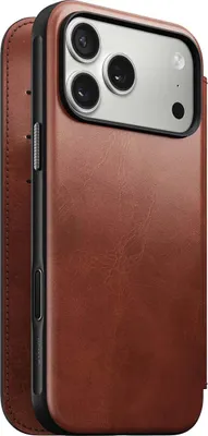Immagine prodotto di Custodia per cellulare con sportello per iPhone 17 Pro Max, Nomad Modern Leather Folio Horween Series con MagSafe, marrone