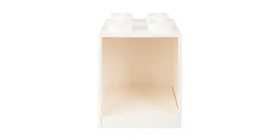 A white LEGO brick-shaped storage box is shown against a white background.